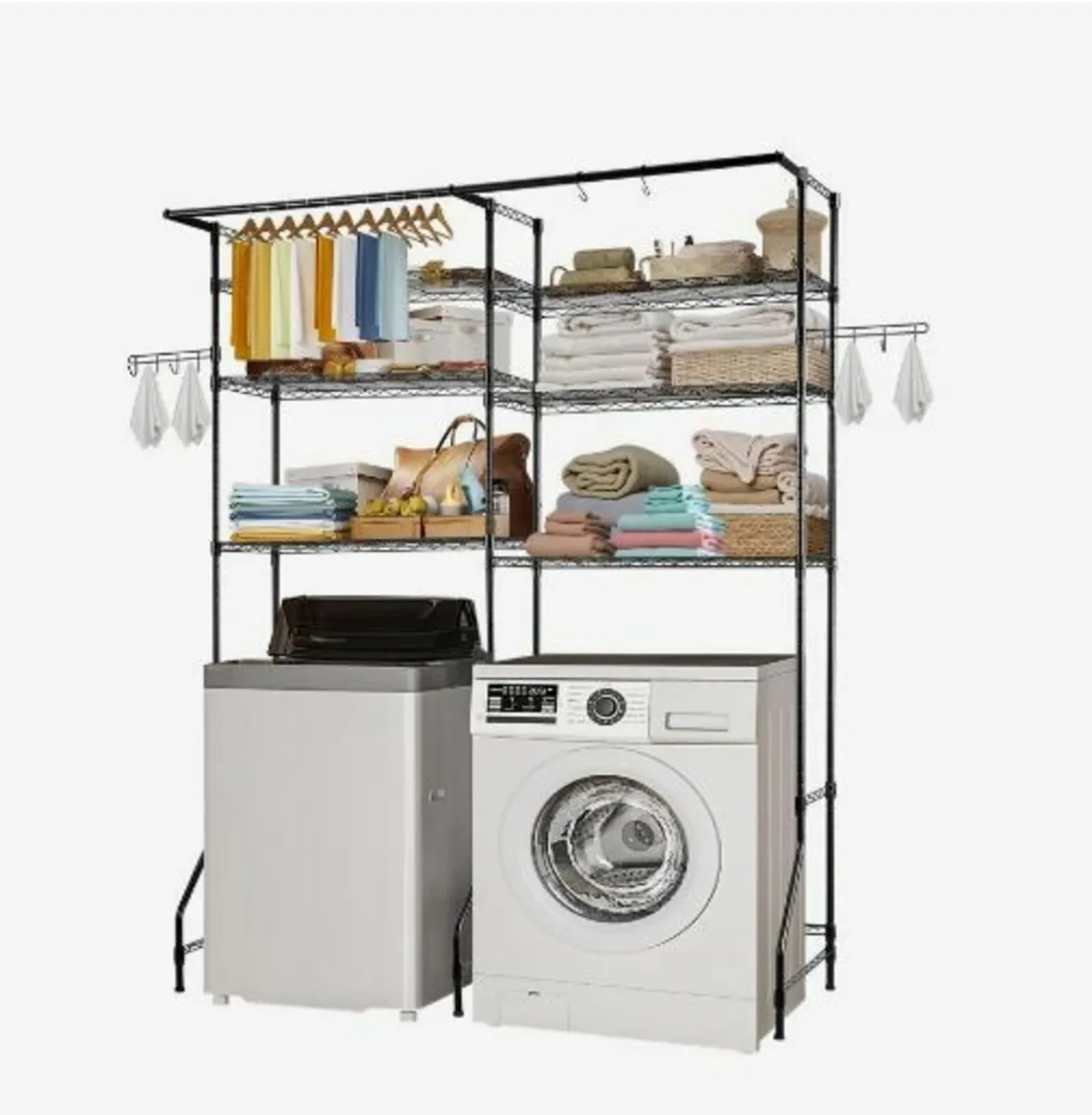 Over Washer and Dryer Storage Shelf Two Row 6 Tie - Image 1