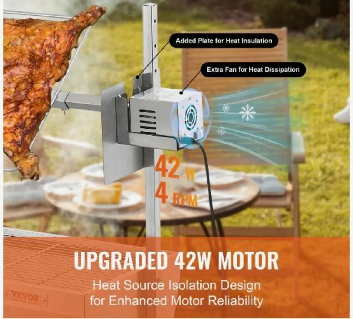 Roaster Spit Rotisserie BBQ Grill Pig Lamb Chicke - Image 2