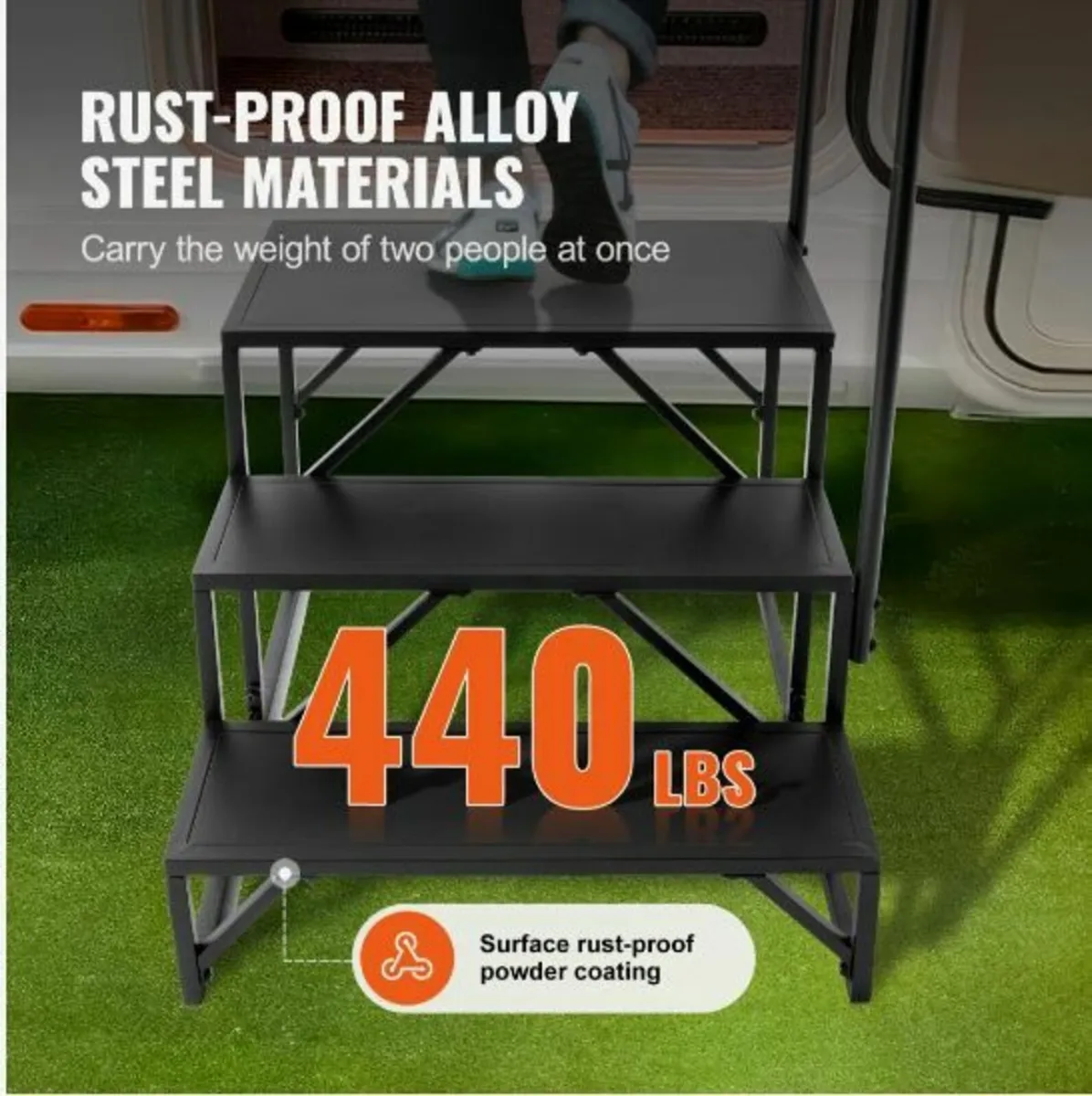 RV Steps, 3-Step RV Stairs, 440 LBS Load Capacity - Image 3