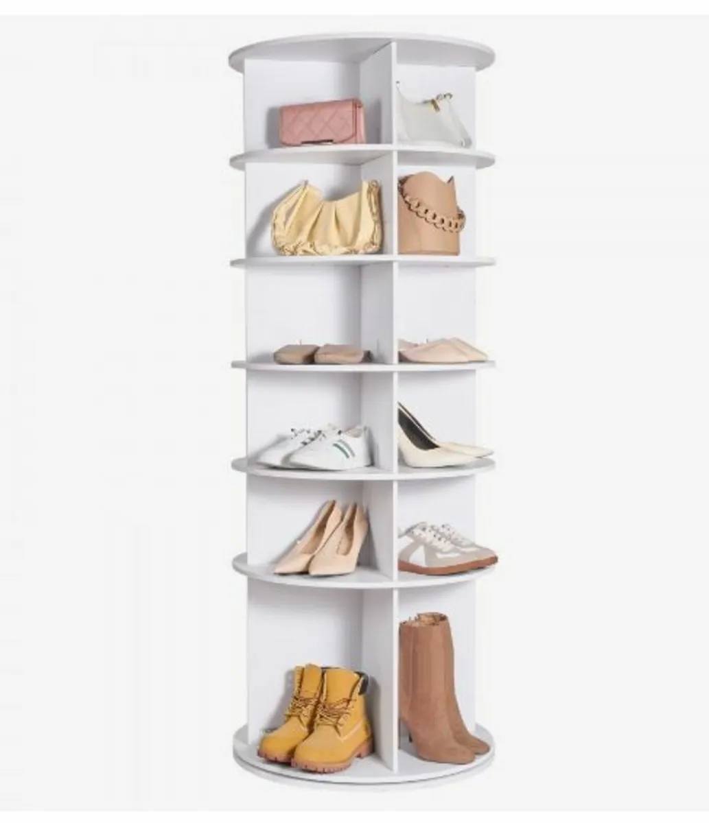 6-Tier Rotating Shoe Rack Tower 360° Spinning - Image 1