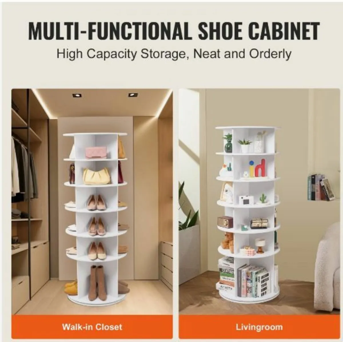 6-Tier Rotating Shoe Rack Tower 360° Spinning - Image 2