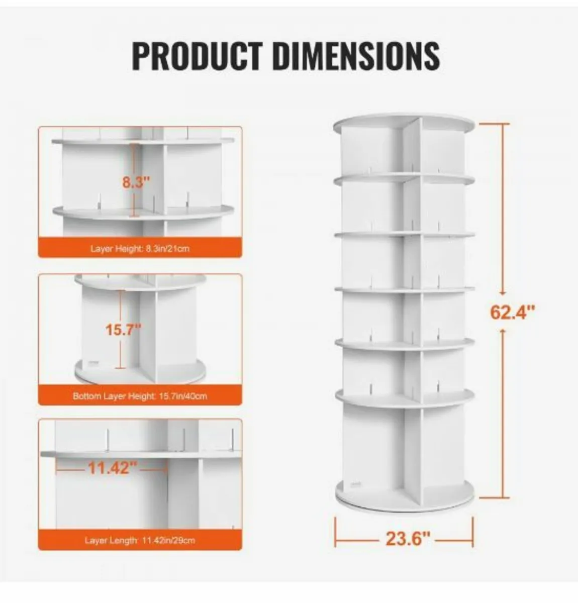 6-Tier Rotating Shoe Rack Tower 360° Spinning - Image 3