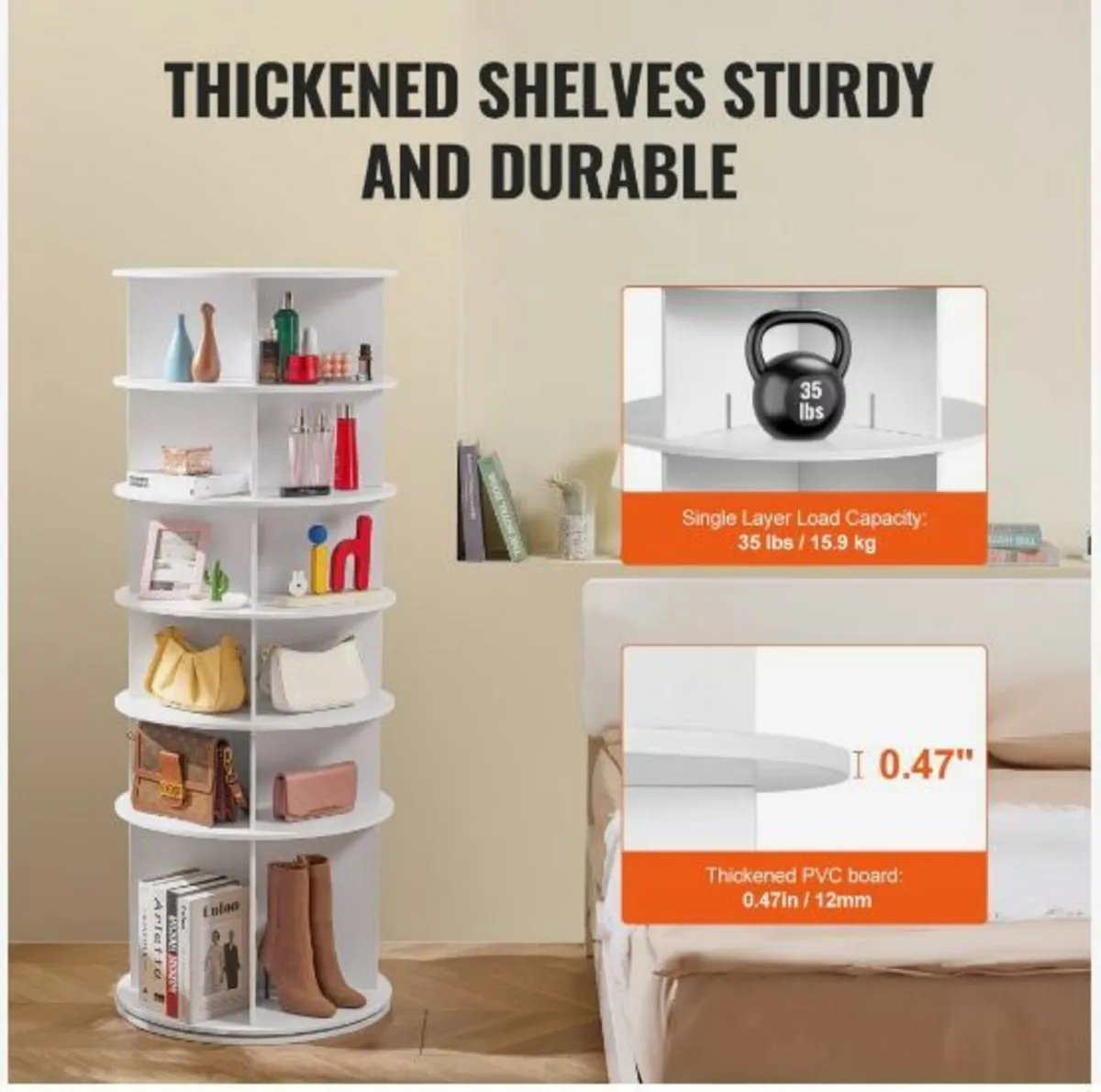 6-Tier Rotating Shoe Rack Tower 360° Spinning - Image 4