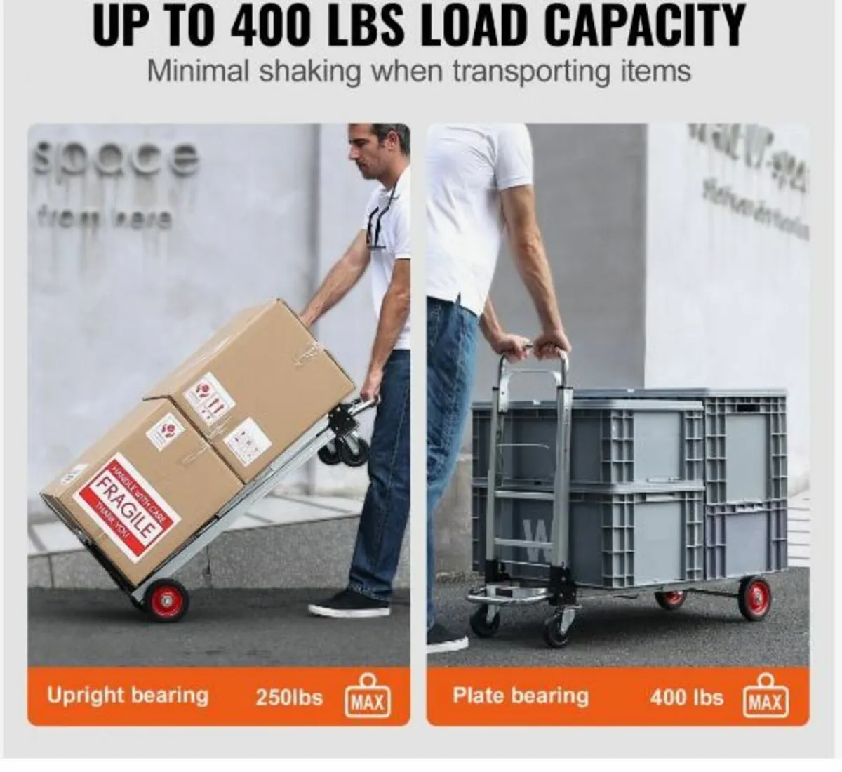 Aluminum Hand Truck, 2 in 1, 400 lbs - Image 2