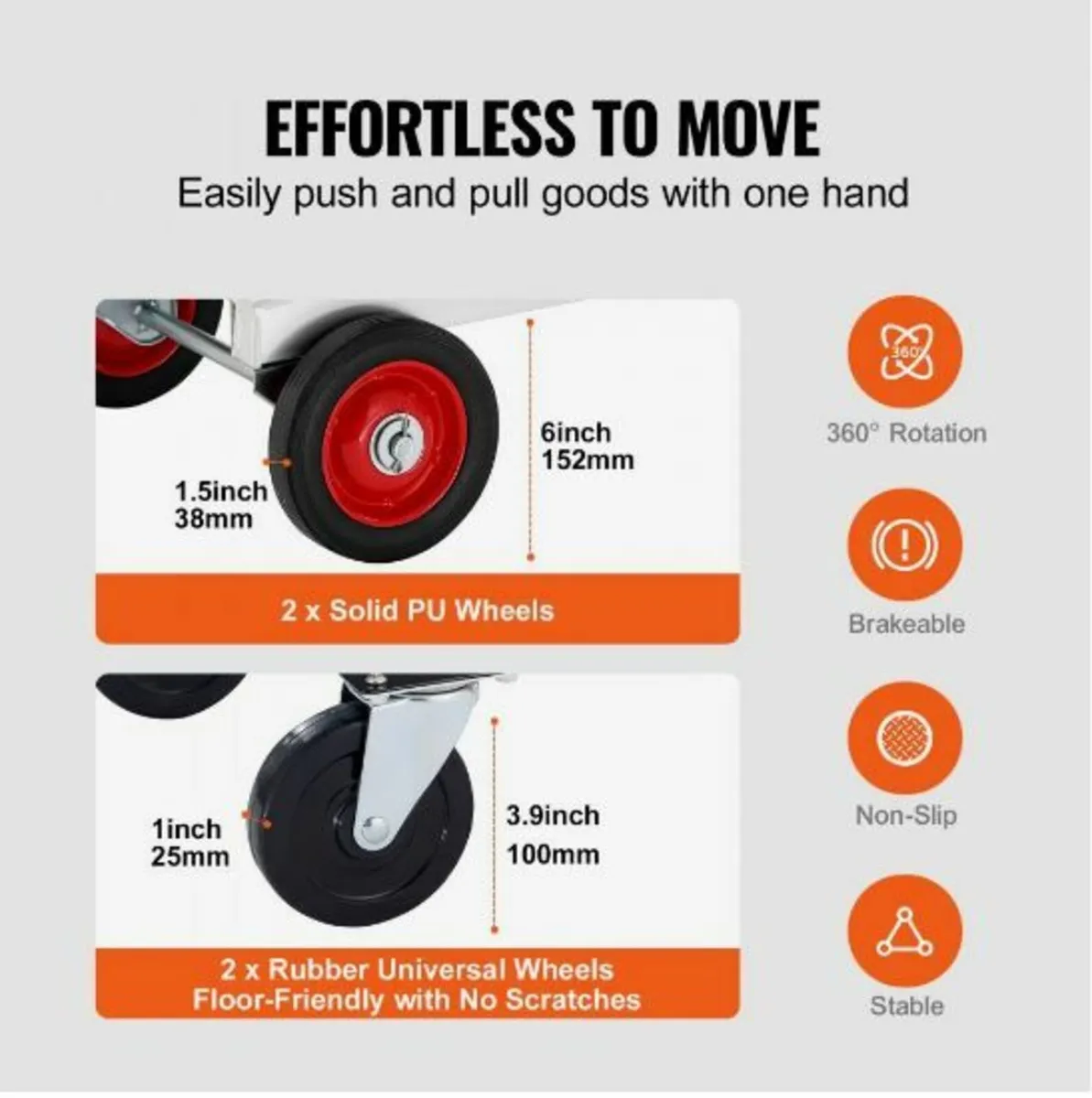 Aluminum Hand Truck, 2 in 1, 400 lbs - Image 3