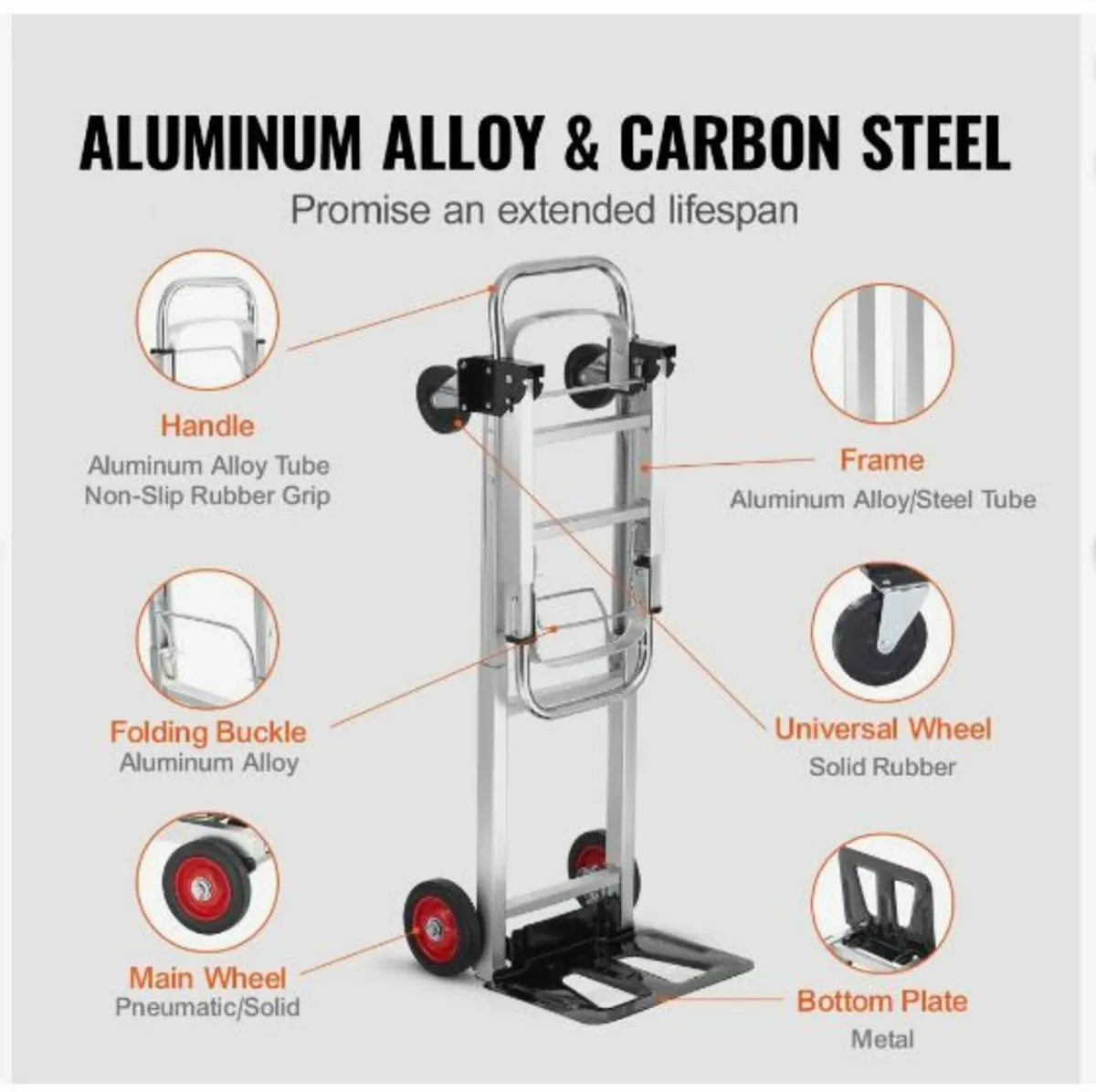 Aluminum Hand Truck, 2 in 1, 400 lbs - Image 4