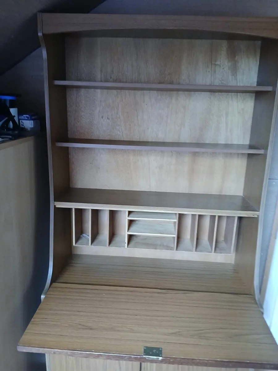 Tall Wooden Writing Bureau with Shelves - Image 2