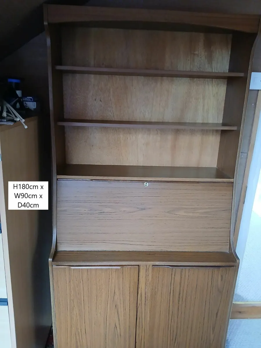 Tall Wooden Writing Bureau with Shelves - Image 1