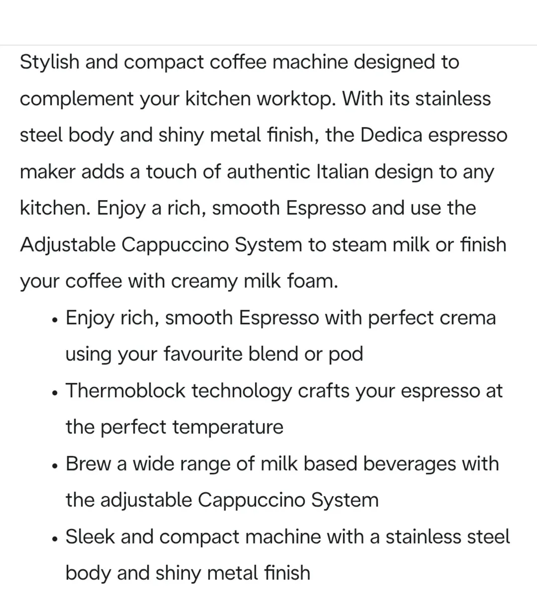 Delonghi Dedica Coffee Machine - Image 4