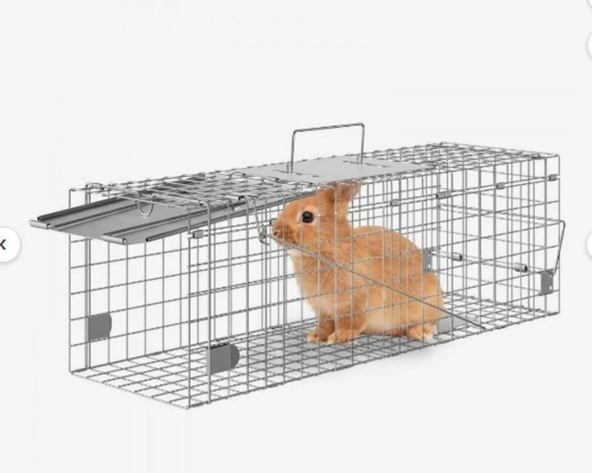Live Animal Cage Trap, 24" x 8" x 8" Humane Cat - Image 1