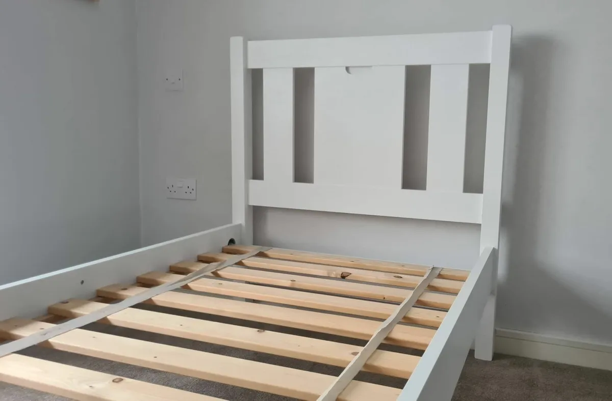 White Wooden Single Bed Frame - Image 1