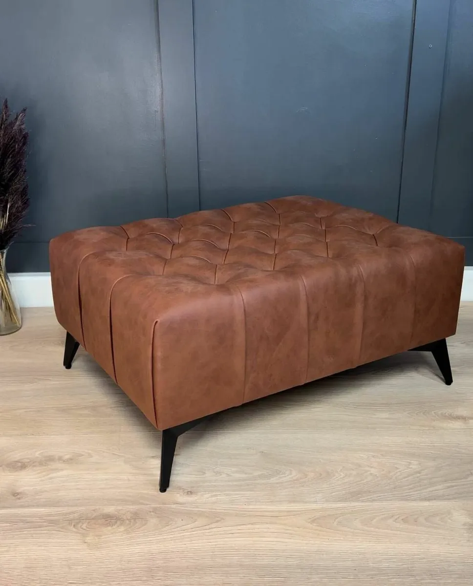 Chesterfield Bench Eco Leather Brown - Image 4