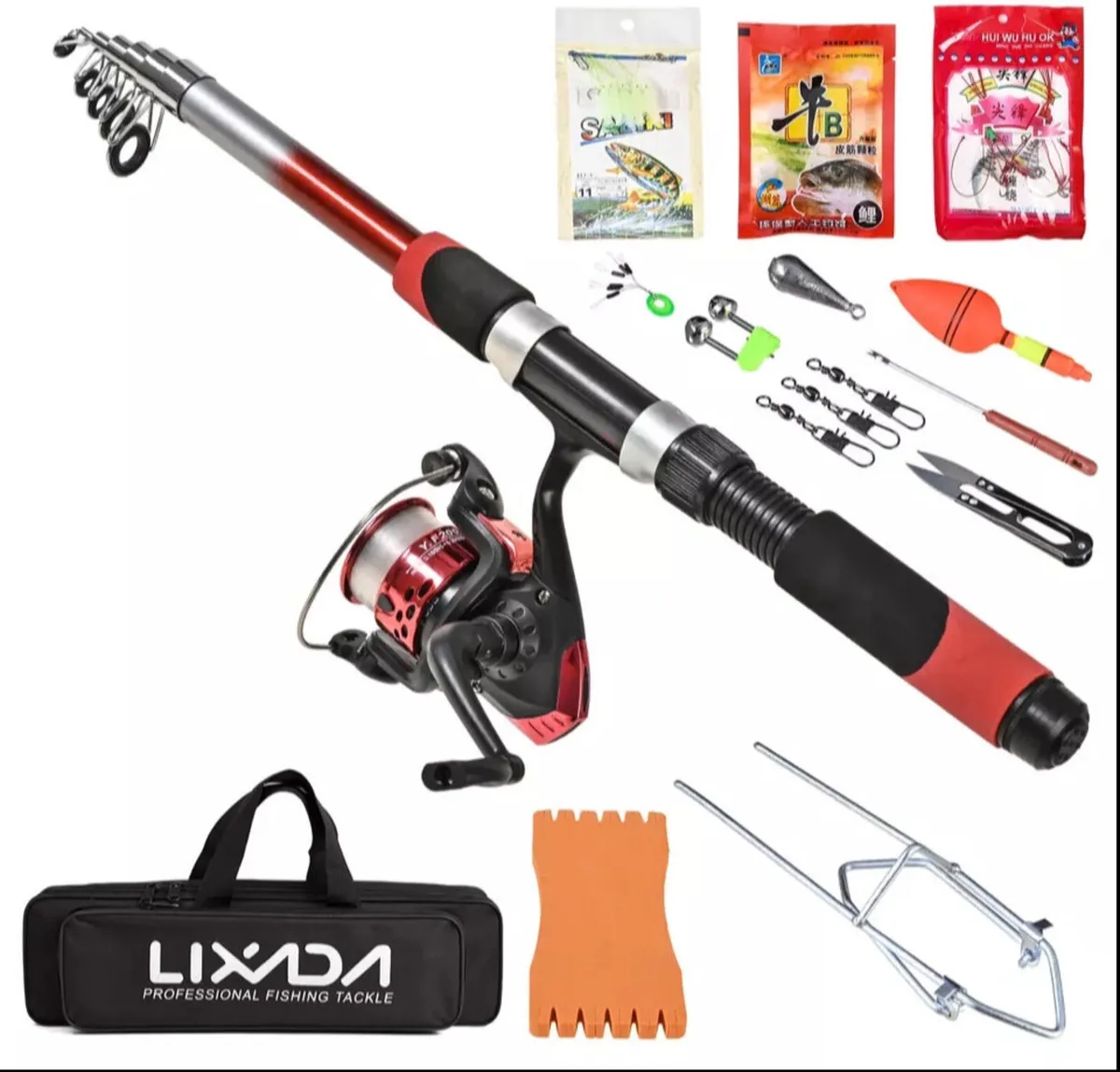 2.1m Telescopic Fiberglass Fishing Rod & Reel NEW - Image 2