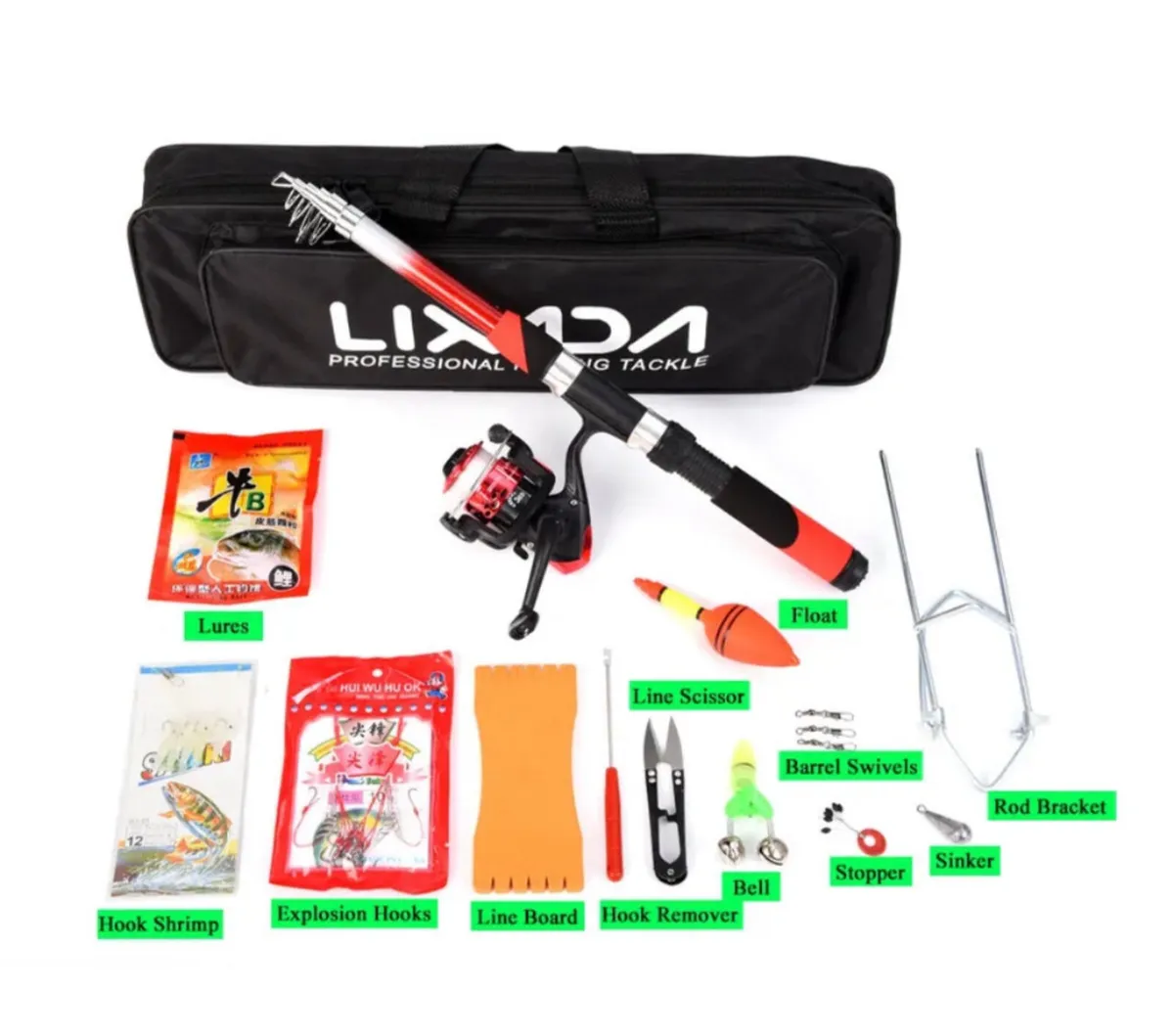 2.1m Telescopic Fiberglass Fishing Rod & Reel NEW - Image 3