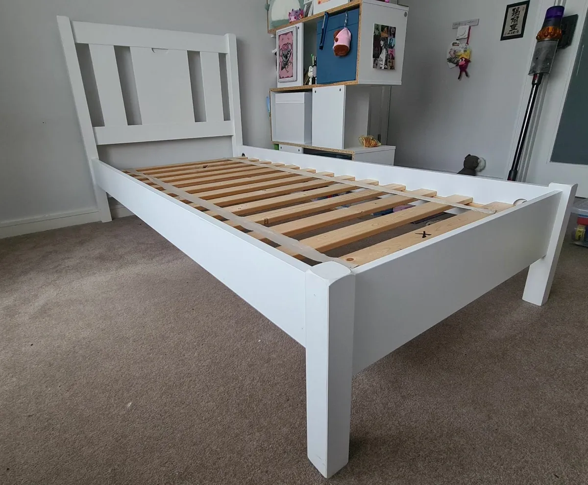 White Wooden Single Bed Frame - Image 3