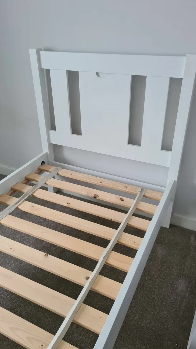 White Wooden Single Bed Frame - Image 4