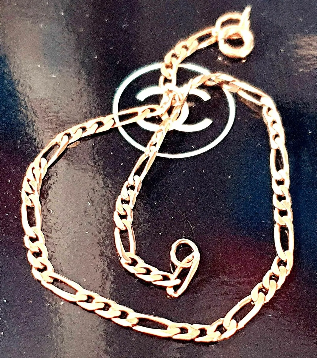 Vintage Unisex 9ct Gold Figaro Bracelet - Image 1