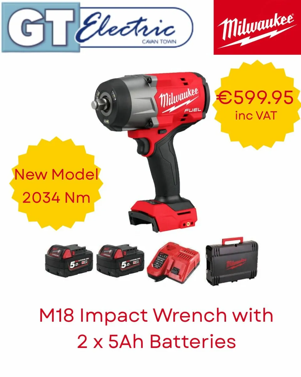 Milwaukee M18 Impact Wrench with 2 x 5Ah Batteries