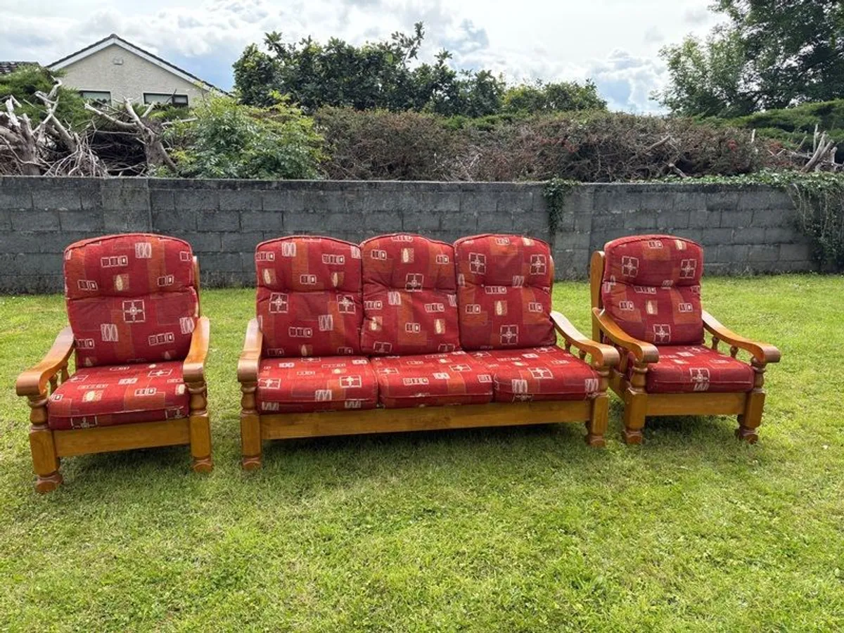Stylish Red Fabric Couch - Image 1