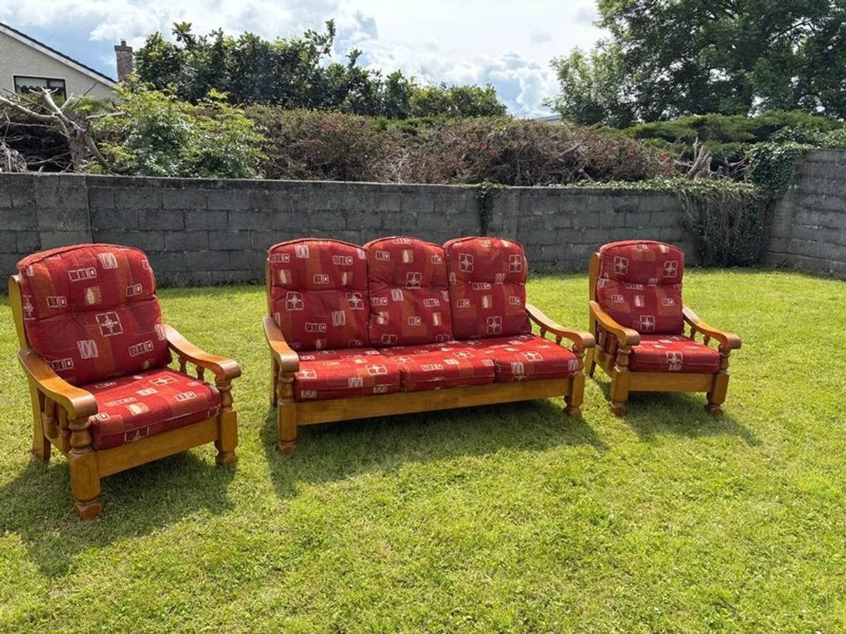Stylish Red Fabric Couch - Image 2