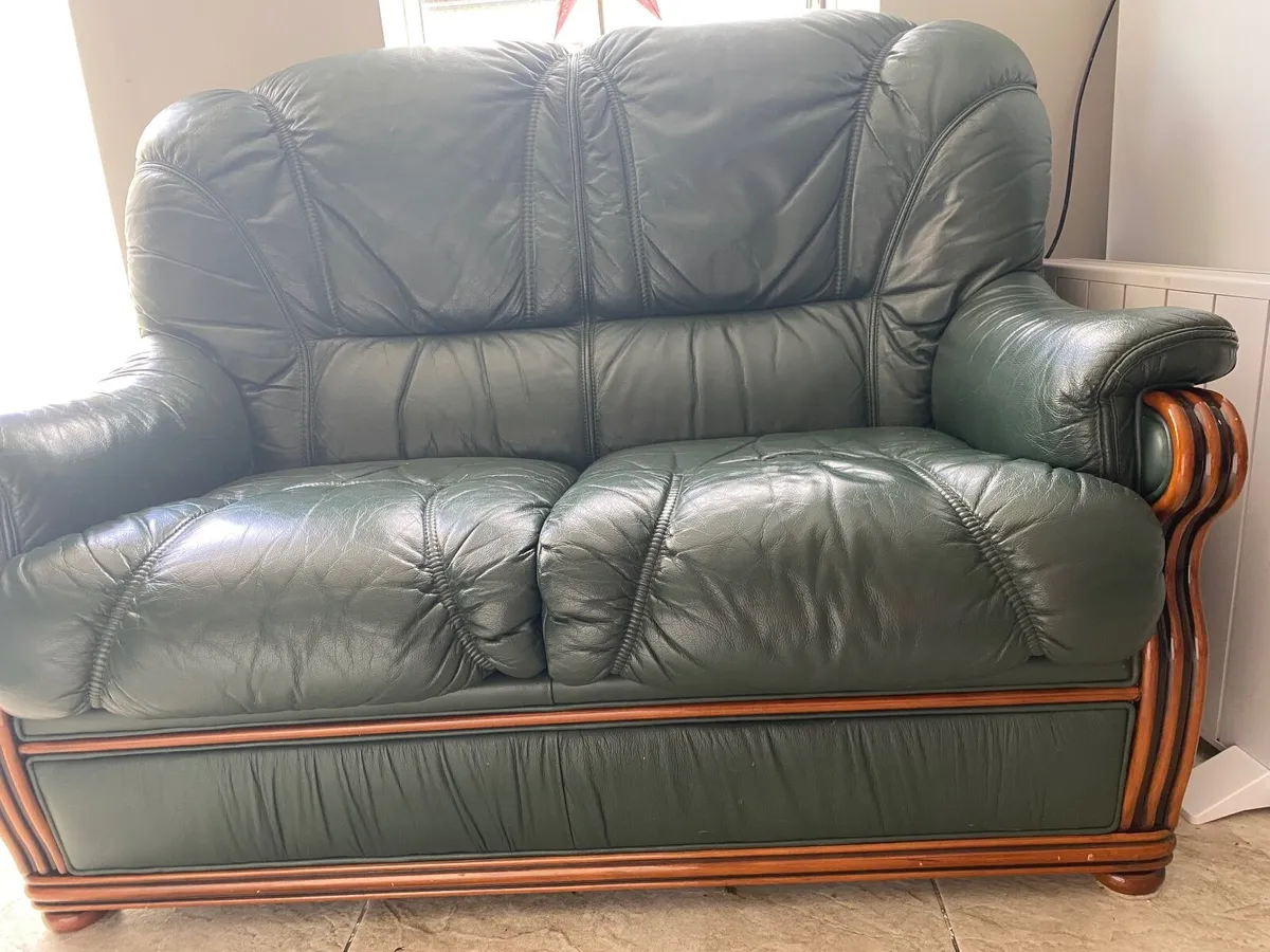 Two seater leather sofa - Image 1