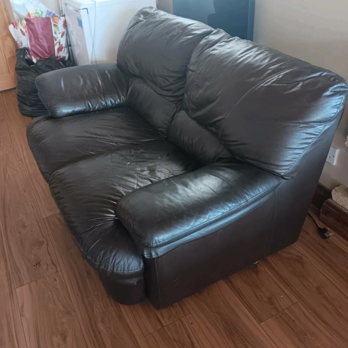 Dark Brown  Leather  sofa 2 seater - Image 2