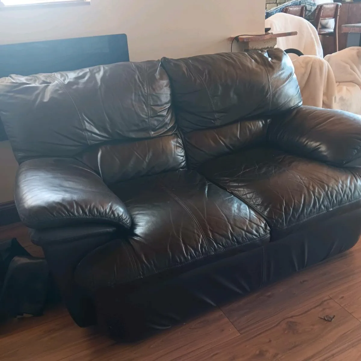 Dark Brown  Leather  sofa 2 seater - Image 1