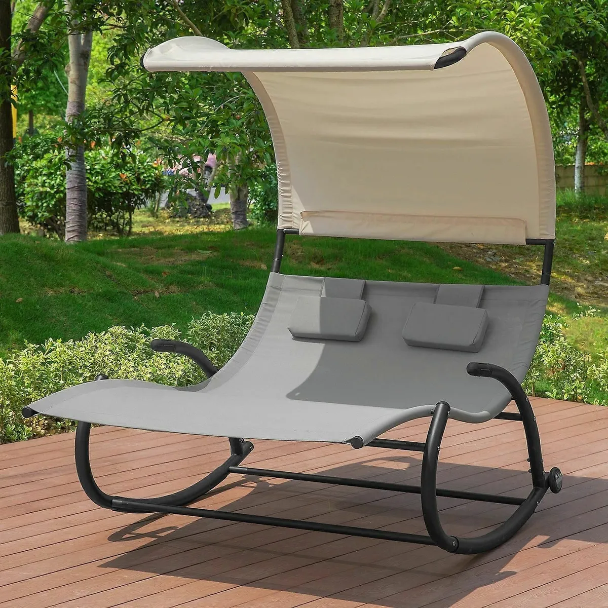 Rocking lounger for 2 people | Sun lounger with w - Image 1