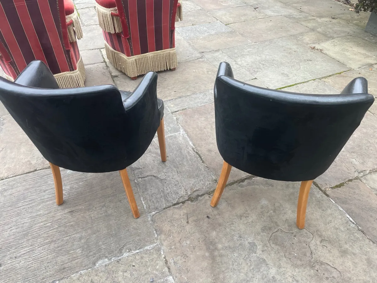 A pair of suede and leather chairs - Image 2