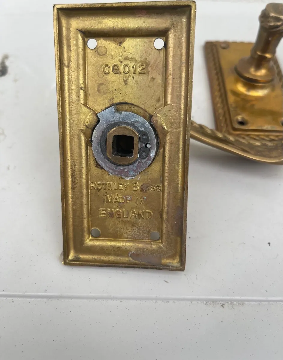 Antique Rothley Brass Door Handles - Image 2