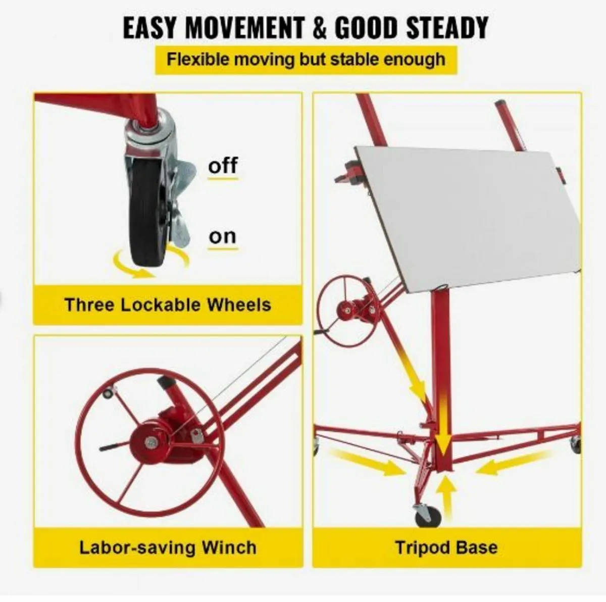Drywall Rolling Lifter Panel, 11ft Sheetrock Lift - Image 4