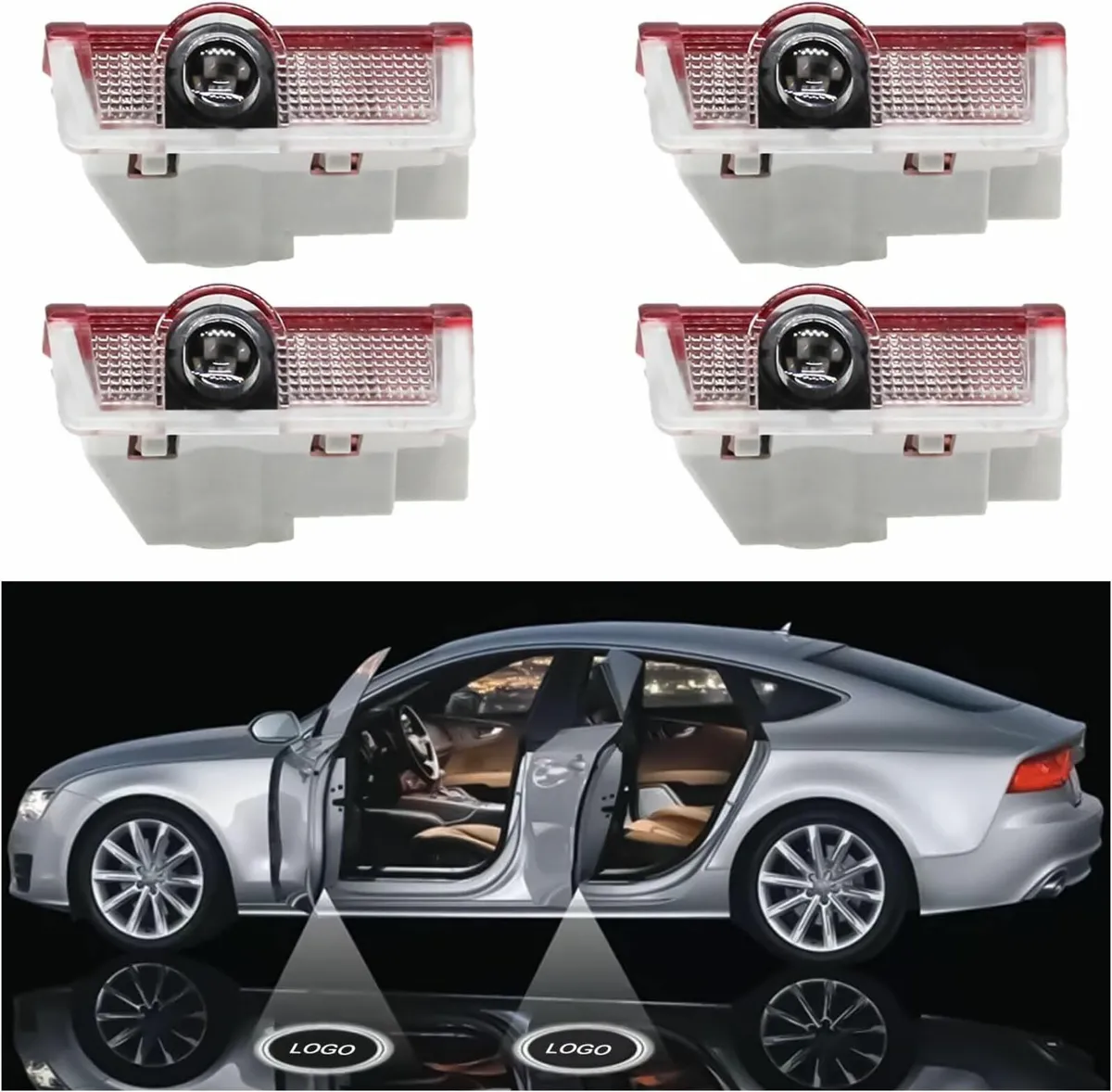4pcs Car Door Light Logo, Projector Welcome Lights - Image 2