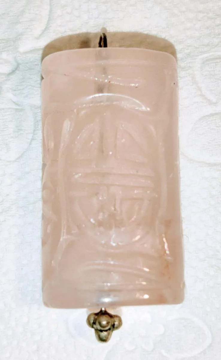 RARE , LARGE PINK QUARTZ , Hand Carved Pendant ! - Image 2