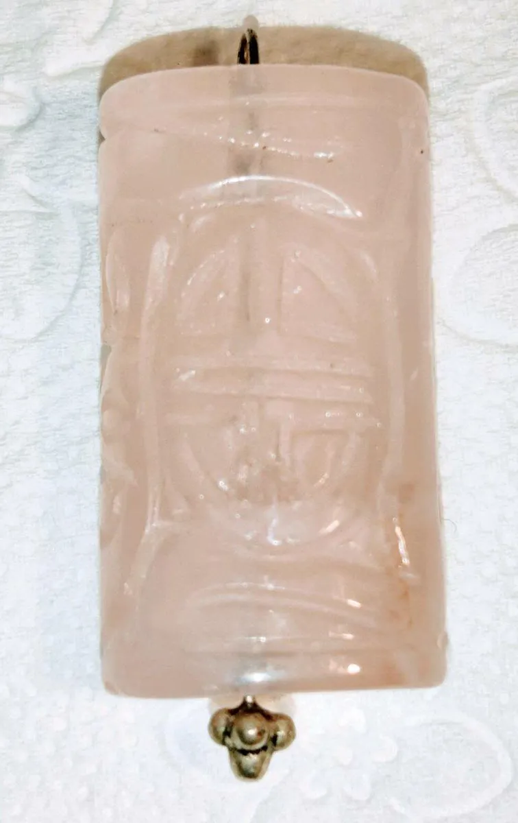 RARE , LARGE PINK QUARTZ , Hand Carved Pendant ! - Image 4