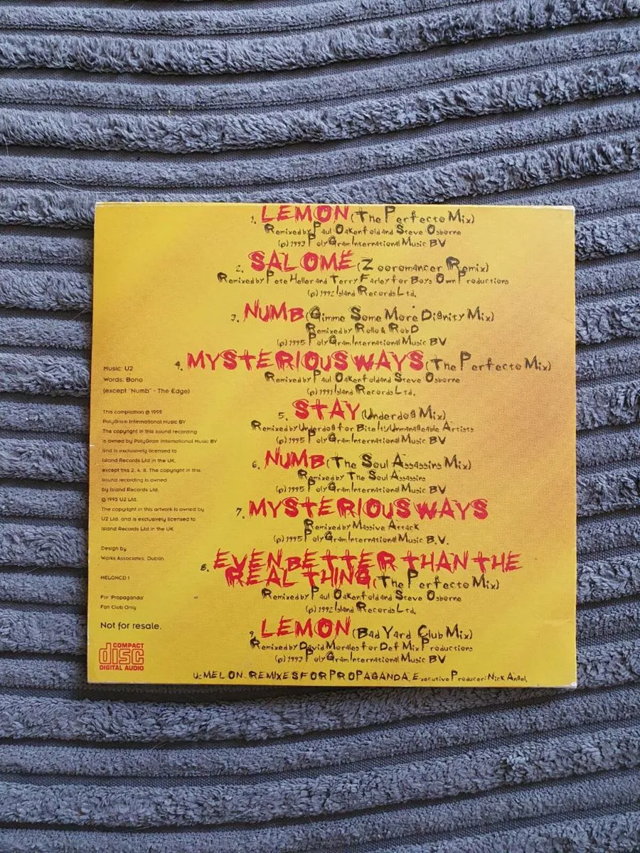 U2 Rare "Melon-Remixes For Propaganda" - Image 2