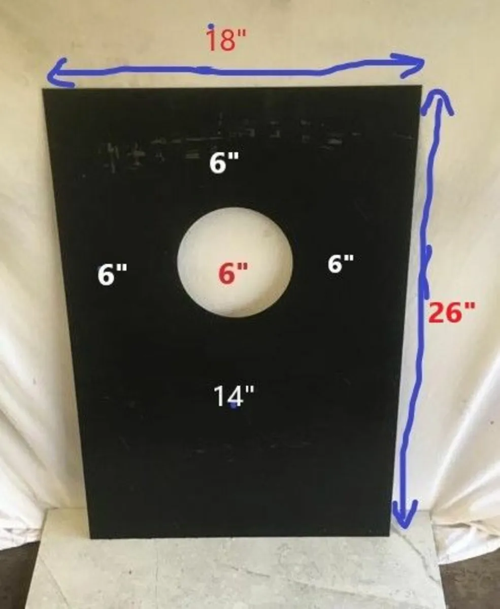 Steel Stove Back Plate with cut out for 6" pipe - Image 2