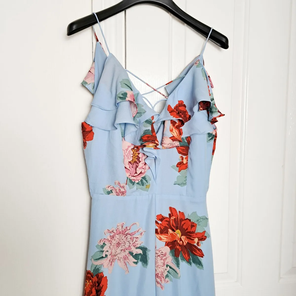 New Look Blue Floral Red Rose Midi Dress 8UK/36EU - Image 3