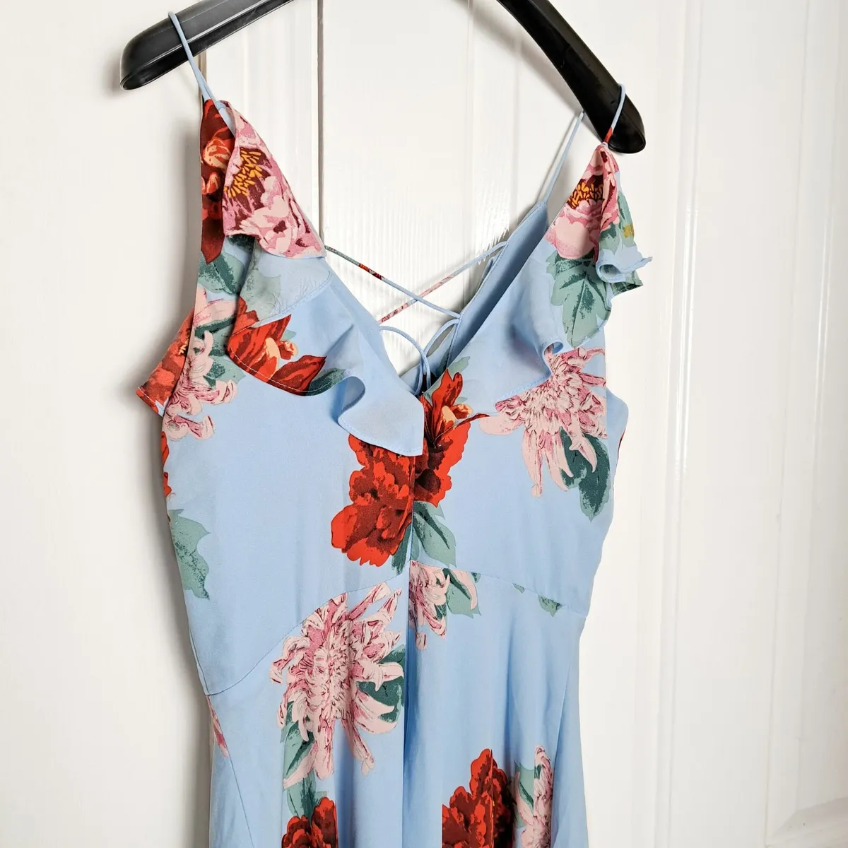 New Look Blue Floral Red Rose Midi Dress 8UK/36EU - Image 4