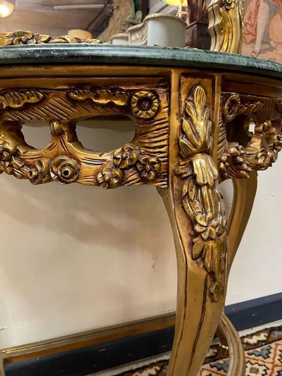 Beautiful French Style Gilt-Wood Console Table with Mirror - Image 4