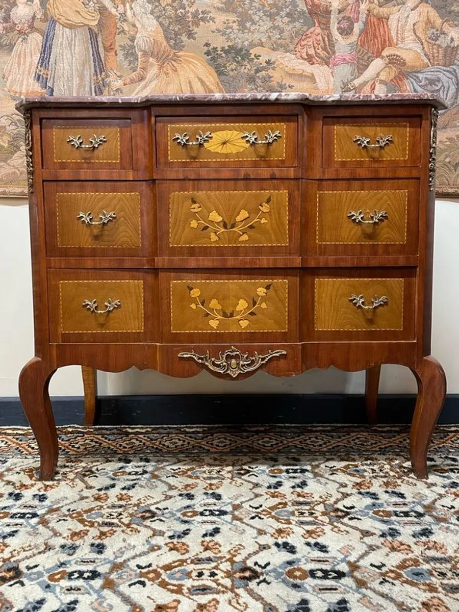 French Louis XV Style Marble Top Commode / Chest of Drawers - Image 1