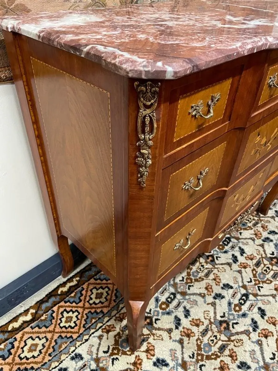 French Louis XV Style Marble Top Commode / Chest of Drawers - Image 2