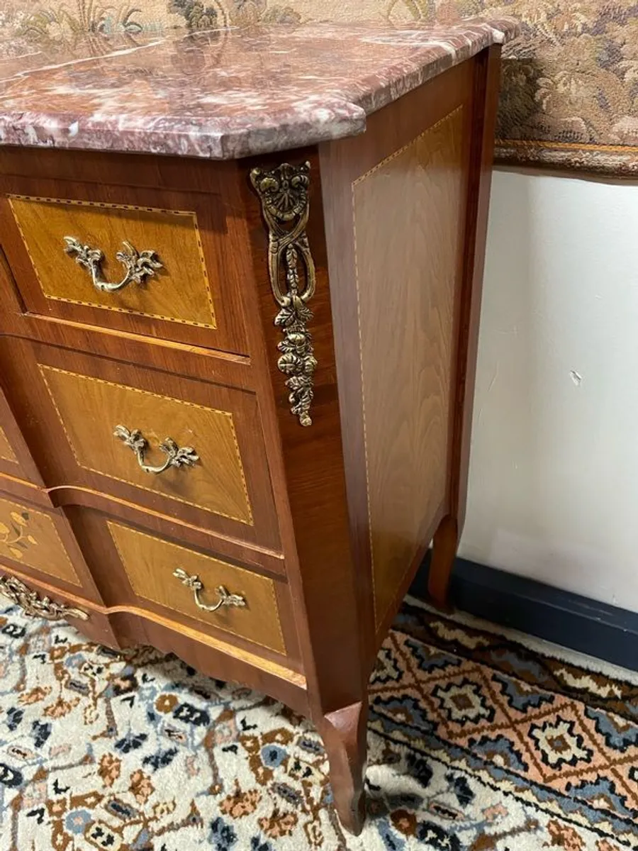 French Louis XV Style Marble Top Commode / Chest of Drawers - Image 3