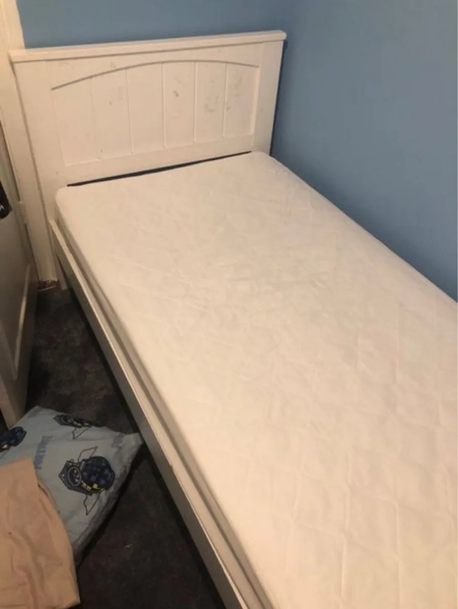 White Single Wooden Bed - Can Deliver - Image 1