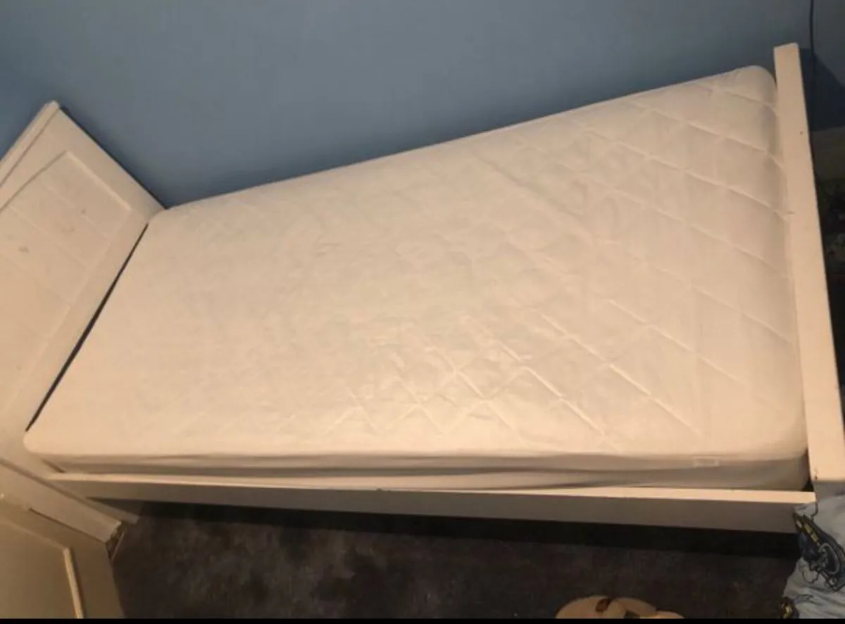 White Single Wooden Bed - Can Deliver - Image 2