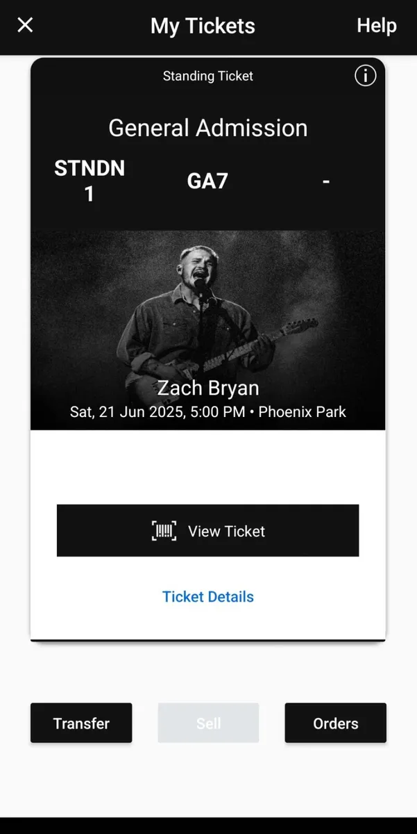 Zach Bryan June 21st 2025 Ticket
