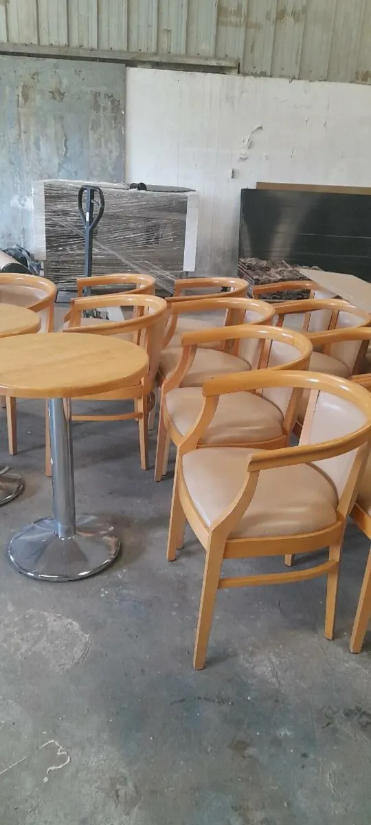 15  light oak chairs cream upholstery/ - Image 3