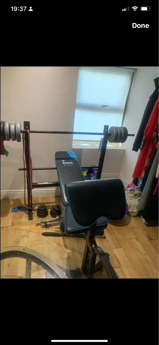 Gym bench and weights - Image 2