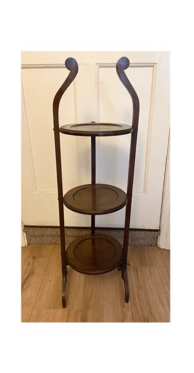 Antique Mahogany 3 Tier Cake Stand - Image 1