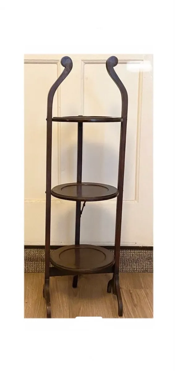 Antique Mahogany 3 Tier Cake Stand - Image 2