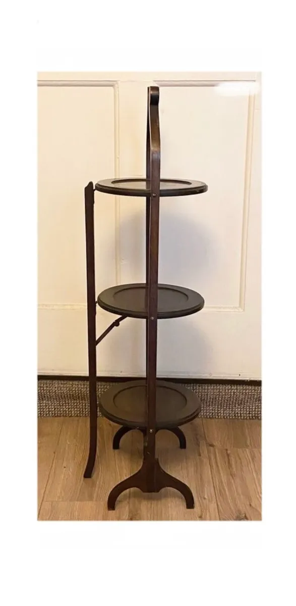 Antique Mahogany 3 Tier Cake Stand - Image 4
